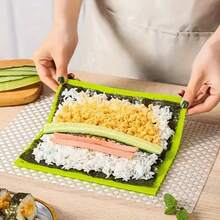 1pc Sushi Rolling Mat, Non-Stick Rice Roll Mold For DIY Japanese Sushi, Easy Clean Flexible Silicone Kitchen Tool - Green - View 4