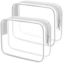 Lermende 2pcs Clear Toiletry Bag TSA Approved Travel Bag,Carry On For Travel,Airport Airline Accessories Compliant Bag,Quart Sized Makeup Cosmetic Bag Women Men (Transparent Gray, 2 Pack) - TransparentGray - 查看 2