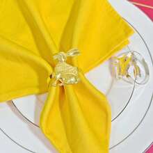 6pcs/12pcs Rabbit Napkin Rings, Gold Or Silver Color, Easter Holiday Table Decor, Hotel Easter Table Decoration - Multicolor - View 4