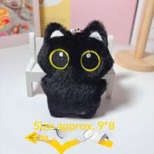 1 Peça Chaveiro de Gato Preto Fofo, Pingente de Pelúcia de Gatinho Super Fofo, Corrente de Pérolas Aleatória, Melhor Presente para Meninas - Multicolorido - Visão 3