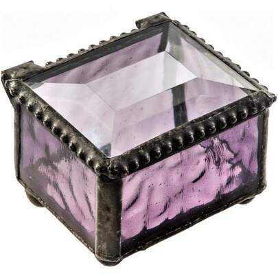 mhjJ Devlin Box 325-2 Mini Purple Stained Glass Jewelry Keepsake Ring Box 2 1/4" x 1 5/8" x 1 1/2"sleeping Bags