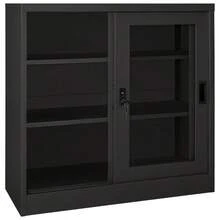vidaXL Armário de portas coulissantes 90x40x90 cm preto antracite - Cinza - Ver 5
