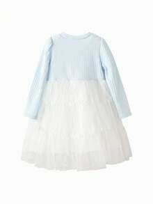 Balabala Mädchen Tüll Prinzessin Kleid mit Schleifen Dekor, Mädchen Party Kleid, Frühling 2026 - blauer Farbton - Übersicht 5