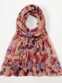 1pc Balinese Chiffon Floral Print Scarf/Wrap - Multicolor - View 2