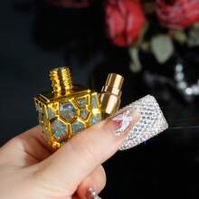 精致镶钻方形香水瓶，金色玻璃精油小瓶，玻璃泵喷雾瓶，DIY香水分装瓶，优雅便携旅行样品分装器，适用于化妆品香水，节日礼物，返校季，旅行必备品。 - 彩色 - 查看 5