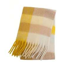 1pc Leopard Print Autumn/Winter Fashion Striped Plaid Fleece Warm Women Boucle Deep Brown Wool Thick Scarf, Warm Acrylic Scarf Like Cashmere, Bohemian Casual Windproof Couple Shawl, Comfortable Blanket Scarf, Suitable For Daily Wear For Dress - Nhiều màu-2 - Xem 2