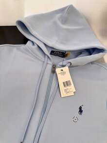 Polo Ralph Lauren Unisex Full-Zip HoodieSweatshirt , Fashion Hoodies & Sweatshirts, Drawstring Hoodies Pullover Sweatshirts Casual Long Sleeve Shirts - 淺藍色 - 查看 4