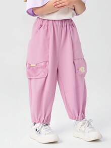 Balabala Young Girl' Cargo Pants, Unisex Outdoor Style Spring 2026 - Rose Red - View 3