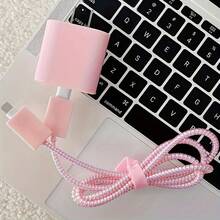 5pcs Data Cable Protection Set - Anti-Damage, Dustproof, Anti-Breakage, Decorative Charger, Extends Phone Charger Life, Easy To Install, Durable, Suitable For Apple 20W For 14 Pro Max/13/12 Charger - trắng - Xem 4