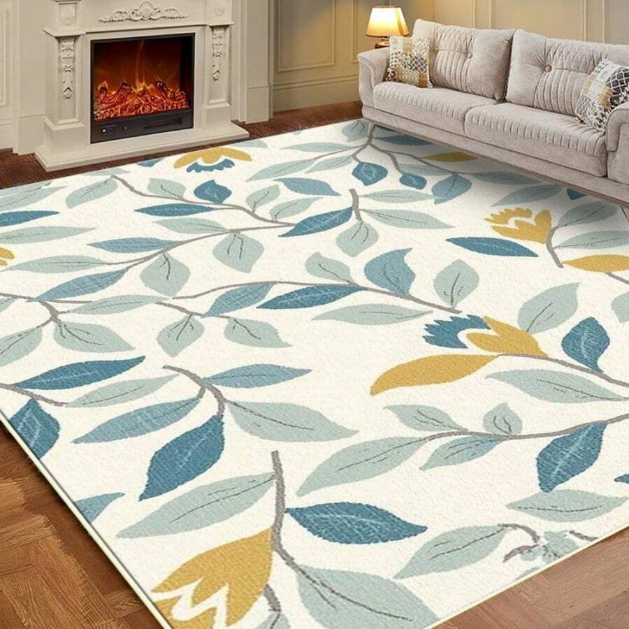 1PC Floral Pattern Area Rug Partial Carpet, Lightweight Soft Comfortable Machine Washable Easy To Manage Carpet Mat Home Decoration, Living Room, Bedroom, Bathroom, Dining Room, Office, Room Accessones - 彩色 - 查看 1
