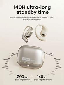 Tai nghe Bluetooth Lenovo AC102, kiểu dáng treo tai, Bluetooth 6.0, âm thanh không gian, cuộc gọi chất lượng cao, độ trễ thấp, chơi game và nghe nhạc, thời lượng pin dài, vừa vặn thoải mái, không dây cho điện thoại thông minh và máy tính, quà tặng dịp lễ. - Sắt xám - Xem 7