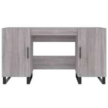 Larryhot Scrivania Grigio Sonoma 140x50x75 cm in Legno Multistrato, Facile da montare, design elegante e pratico per l'organizzazione, la scelta ideale per il lavoro e lo stoccaggio a casa o in ufficio - Grigio - Visualizzare 5