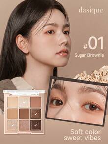 Dasique 九色眼影盘，持久显色，易于上手，顺滑易晕染，纯素配方，无动物实验，节日必备玫瑰女孩最佳色彩魅力氛围，圣诞节送给女性的礼物，时尚女装品牌，返校季，新娘婚纱，夏季，情人节，假期，情人节 - #01 Sugar Brownie - 查看 7