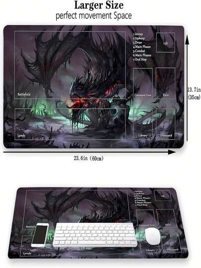 High-Quality RPG And TCG Gaming Mat - Non-Slip Rubber Base, Polyester Top, Ideal For And Role-Playing Games, Can Also Be Used As An Extra-Large Mouse Pad