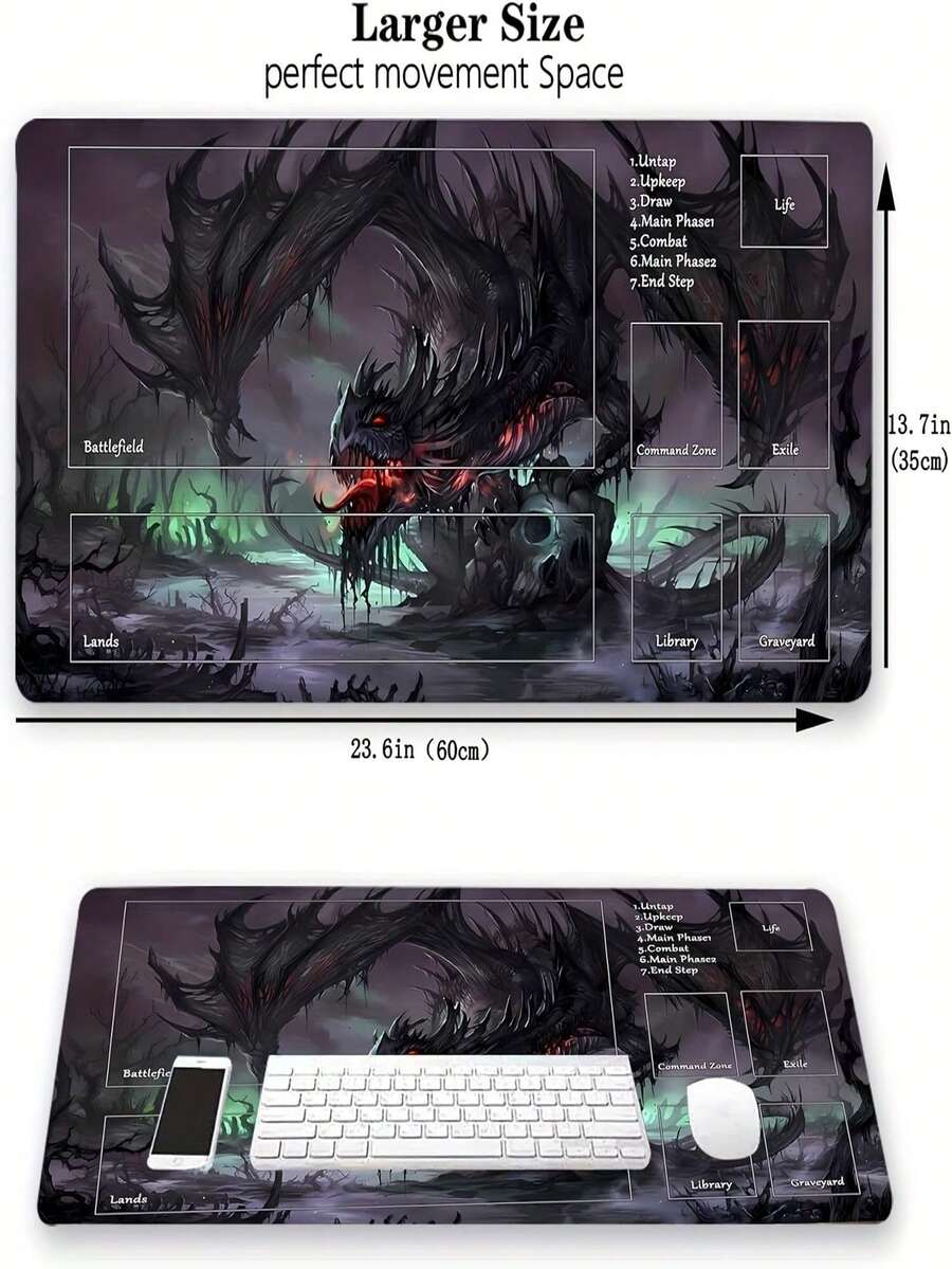High-Quality RPG And TCG Gaming Mat - Non-Slip Rubber Base, Polyester Top, Suitable For Role-Playing Games, Non-Slip Washable Desk Mat, Also Can Be Used As Keyboard Mat, Desk Mat Or Book Stand, Ideal For Gamers, Office And Dorm Use, Computer, Office And Gaming Environment, Gift For Gamers, Compatible With Mouse And Trackball. - Multicolor - View 1