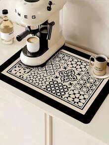 1/2pc Coffee Mat - Hides Stains, Highly Absorbent, Rubber Bottom, Quick Dry, Suitable For Kitchen Countertops, Coffee Bars, Dish Drying Racks, Compatible With Coffee Makers, Cafetieres, Espresso Machines - Black - View 2