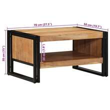 Tavolino vidaXL basso 70x50x38 cm in legno massello di acacia - Castano - Visualizzare 11