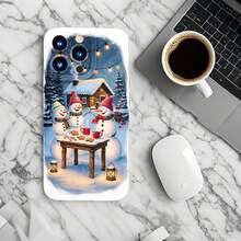 1PC Phone Case ,  Snowman Winter Cottage Scene Lights , Stylish Phone Case, Phone Decoration, All-around Lens Protection, Creative Small Gift, Funny Gift for Boys and Girls - ブラック - チェックする 6