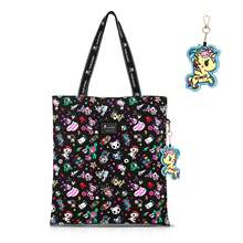 Official Tokidoki Canvas Tote Bag With Unicorno Keychain Cute Shoulder Bag Purses For Women Shopper Bag Handbag Travel Purse Charm - 黑色 - 查看 8