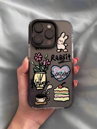 1 pieza Funda de teléfono con marco transparente de doble color negro, material de TPU+PC a prueba de golpes y cobertura total, compatible con iPhone 13 14 15 Pro Max 16 16 Pro 16 Pro Max 16 Plus 16E 17 17 Pro 17 Pro Max 17 Air, 11 12 Pro Max, X XR XS Max 7 8 Plus, 13 Mini 12 Mini, 11 Pro Max, 14 Pro 14 Plus, 15 Plus, con diseño artístico y de dibujos animados