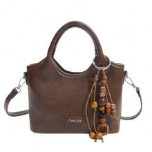 Bolso de hombro para mujer de ante vintage nuevo moda lindo casual versátil bolso de hombro de ante con asa de mano bolso cruzado - Marrón - Ver 6