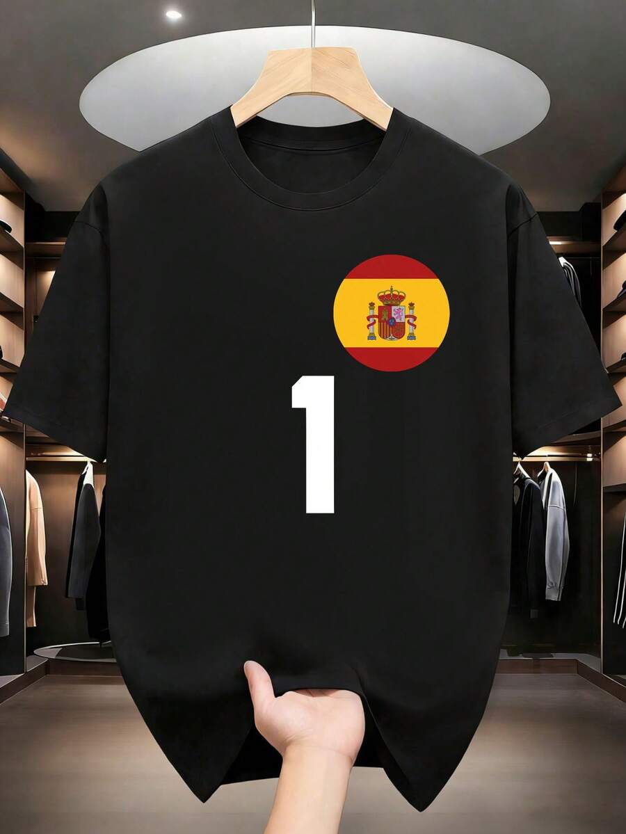 2026 Tshirt My And Best & MVP Player In My Mind Is In Number 1 Spain Soccer Tshirt Fashional Graphic Tops Black Round Neck Couple Tee Outfits Men-Shirt - 黑色 1pcs MEN1 - 查看 1