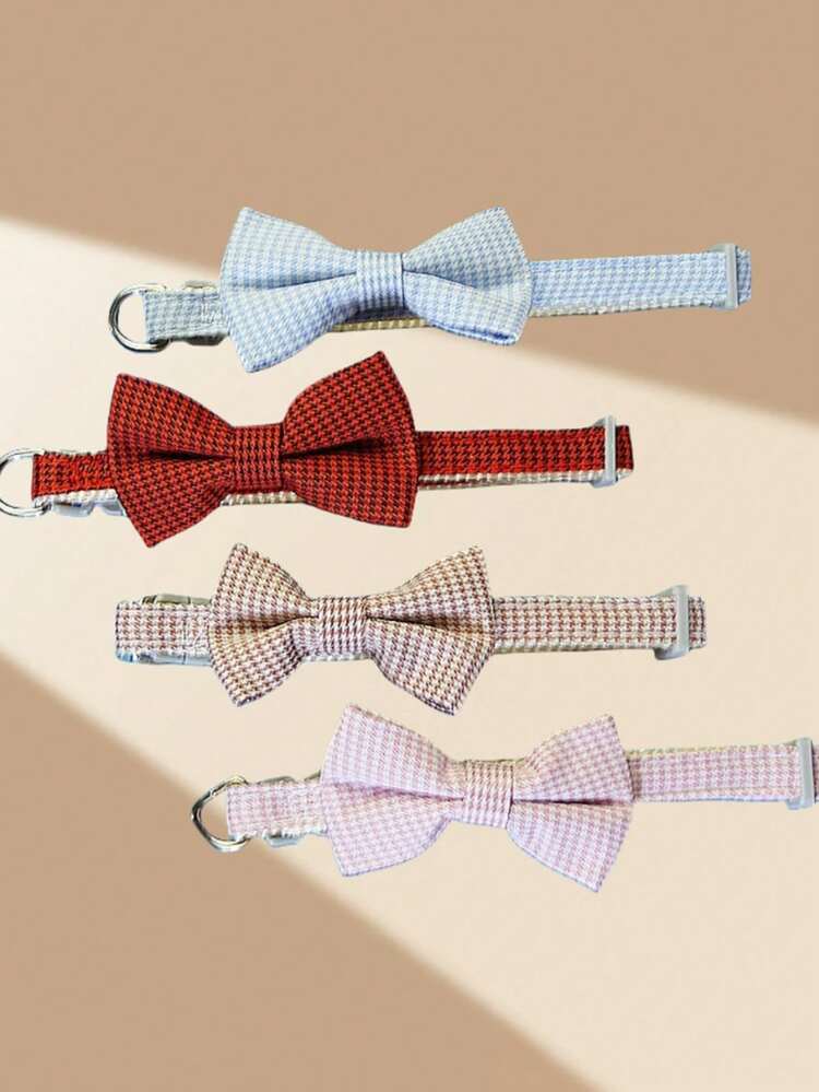 Adjustable Plaid Cat Collar With Bow Tie | Suitable For Holiday Outfits And Daily Wear, Pet Supplies, Dog Collar, Cat Supplies, Cat Collar, Dog Accessories, Cat Accessories, Puppy Supplies - Multicolor - View 3