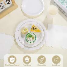 7英寸/9英寸白色扇形纸盘，一次性蛋糕盘/甜点盘/餐盘，适用于婚礼、婴儿派对、生日、毕业典礼等各种场合。 - 白色 - 查看 7