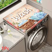 1pc Home Decor Laundry Room Pattern Printed Washing Machine Dust Cover Mat, Rubber Soft Bottom, Laundry Room Accessory, Washing Machine Top Protective Pad, Quick Absorbent And Dry, Refrigerator Dust Cover Mat, Coffee Maker Countertop Absorbent Pad, Diatomite Draining Mat, Modern Laundry Room And Kitchen Appliances Washing Machine And Dryer Dust Cover, Home Decor, Kitchen And Dining Room Decor - Multicolor - View 11