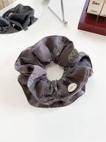 1pc Korean Retro Cashew Floral Print Double-Layer Large Hair Scrunchie, Slouchy Big Bun Holder Hair Accessory - Multicolor - View 10
