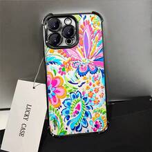 1pcs Colorful Floral Phone Case Compatible with Apple Phone17 16 15 14 13 12 11 ProMax Antidrop Phone Case, Camera Protection Phone Case, Funky, Girlish Style, Popular, Cute, Fashion, Can Be Given To Friends, You Can Give It To Yourself - Negro - Ver 4