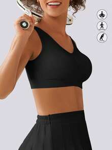 无缝无钢圈运动文胸，舒适瑜伽文胸，带可拆卸胸垫