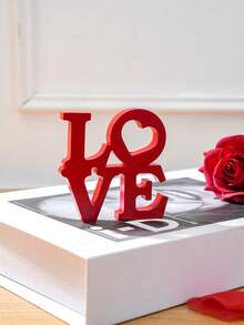 1 Stück minimalistischer roter zweischichtiger LOVE Buchstaben Dekor, dekorativer Tischaufsteller für Innenräume, geeignet für Valentinstag, Hochzeitstag - Rot - Übersicht 4