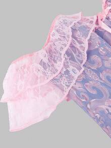 1 chiếc đầm dạ hội cỡ lớn dành cho nữ, kiểu dáng cổ điển, chất liệu ren, cúp ngực, hở vai, buộc dây phía sau, thích hợp cho đám cưới. - Màu tím hoa cà - Xem 4