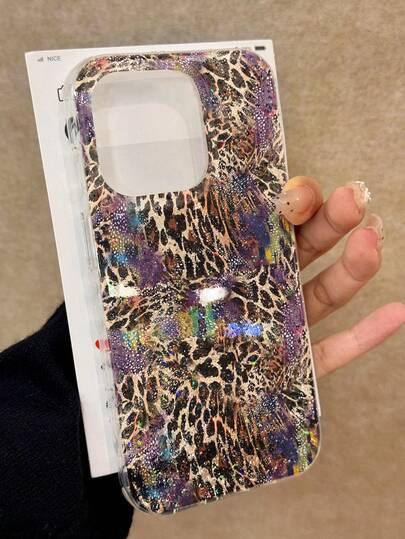 Leopard Print Colorful Resin Glitter Stylish Shockproof Thick Phone Protective Case Compatible With IPhone 17/17 Pro/17 Pro Max, 16/11/16 Pro/16 Plus/16 Pro Max/16e, 15 Pro Max, 13/14/12/XS/XR, 15 Pro Max, 16 XR/7/8, 16 Pro Max, 15 Pro Max, 12 Pro Max, 13 Pro Max, 14 Pro Max, 13, 11, 12 Pro, 14, P11 Soft Shell, P12 Anti-Fall, XS.XR Phone Case, Protective Cover
