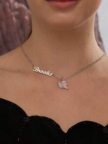 Customized Minimalist Elegant Angel Wings Personalized Name Necklace, 18K Gold Plated Stainless Steel, Graceful Daily And Formal Jewelry Gift For Women, Suitable For Birthday, Mother's Day, Graduation, Anniversary - Customized Letter, Delicate Chain, All-Season Wear, Classic And Modern Style, Personalized Gift For Any Occasion, Comfortable And Versatile, Suitable For Daily Wear Or Events, Women's Long Gold Chain Necklace, Women's Jewelry Set - Multicolor - View 8