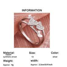 1pc Romantic Style Women's Ring, High-Quality Brilliant Shiny 3D French Elegant Heart Design, Suitable For Daily Wear And Outfit Matching, Creative Gift - Silver - View 12