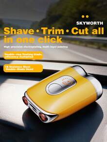 SKYWORTH 三合一电动剃须刀，可修剪胡须、鬓角和鼻毛，400mAh大容量电池，IPX7级防水，干湿两用，全身可水洗，2个不锈钢刀片，一键即开，银色、黄色、蓝色和绿色可选 - 彩色 - 查看 16