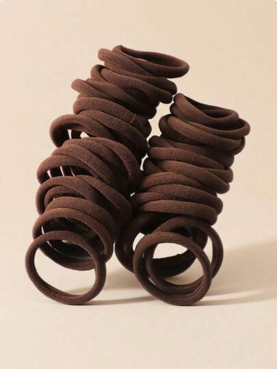 50pcs Deep Brown Single Strand All-Match Hair Ties, Women's Elegant Versatile Everyday Elastic Hair Ties For Ponytail & Bun, Refined & Timeless Hair Accessories Head Accessories Rubber Bands