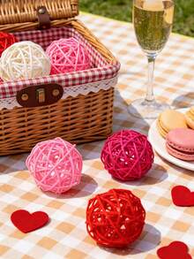 12个藤球，粉色、白色、红色，天然藤球，藤球装饰，可用作花瓶填充物，适合家居装饰、婚礼装饰、新年装饰、2026新年装饰 - 彩色 - 查看 8