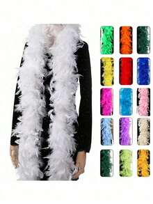 Feather Scarves In A Variety Of Colors Are Available, Making Them Perfect For Parties, Weddings, Halloween Costumes, Christmas Trees, Decorations, Carnivals, Weddings, Central Displays, Concerts, Carnivals And Home Decor(The Turkey Feathers May Shed Slightly.), Valentine's Day Costume,Party Costume - Multicolor - View 3