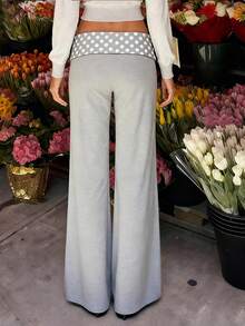 Women's Lounge Pants Dot Print Elastic Waist Loose Comfy Casual Pants Pajama Pants Sleep Trousers - 灰色 - 查看 7