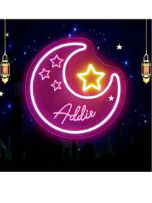 Letrero de neón personalizado de luna creciente y estrella: decoración personalizada de Ramadán - Multicolor - Ver 1