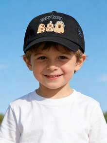 2件套儿童水豚图案透气网眼棒球帽和斜挎包，可爱动物印花儿童夏季配饰 - 2pcs - 查看 4