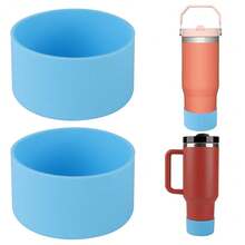 Silicone Bumper Boot For   H2.0 40 Oz 30 Oz Tumbler With Handle &  IceFlow 20oz 30oz, Protective Water Bottle Bottom Sleeve Cover, Tumbler Accessories (Mix- Purple White)-1859 - 藍色 - 查看 2