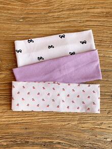 3件套韩版ins风蝴蝶结樱桃印花发带套装！可爱罗纹针织发带，打造甜美少女风 - 彩色 - 查看 12