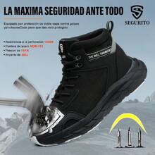 Zapatos de  con Punta de Acero para Hombre, Mujer Anti Deslizante Calzado de Trabajo, Anti Aplastamiento Comodos Zapatos de Acero, Ideal para Industria Construcción,37858434 - Multicolor - Ver 6