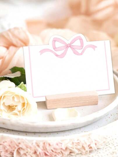 20pcs/100pcs Pink Bow-Tie Place Cards, 9 X 10 Cm Charming Bow-Tie Tent Name Cards, Blank Seating Allocation Labels, Adorable And Blank, Suitable For Weddings, Birthdays, Camping, Name Place Tags, Party Table Decorations, Wedding And Festive Occasions, Party Table Settings And Seating Arrangements, Party Table Decorations, Wedding Table Decorations.