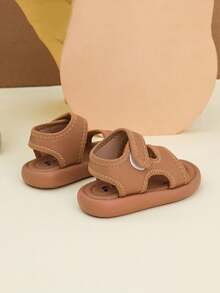Summer Baby Sandals, White Breathable Hollow-Out Design, Hook And Loop Closure Non-Chafing Children Sandals - Khaki - View 6