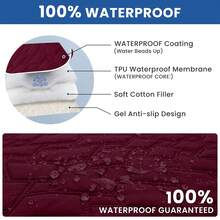 YSTYLE Waterproof Dog Blanket, Non-Slip Soft Pet Bed Cover, Couch Cover For Dogs Washable, Protects Sofa, Furniture, Crate, Car, Tear Resistant Leakproof Pet Blanket - 酒紅色 - 查看 6